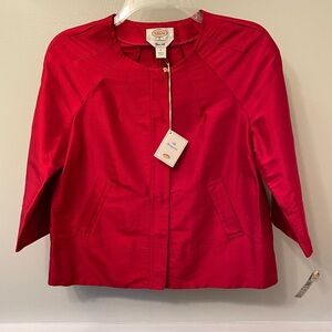 NWT Talbots Ruby Red Silk Jacket Elegant Cropped Cocktail Size 2